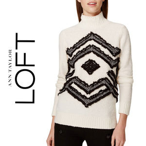 Loft Fringed Snowflake Sweater (NWT)